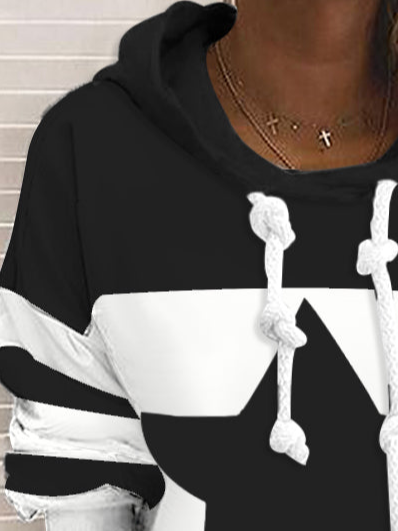Hoodie Color Block Loose Casual Sweatshirt
