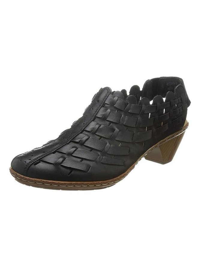 Vintage Weave Inlay Block Heels