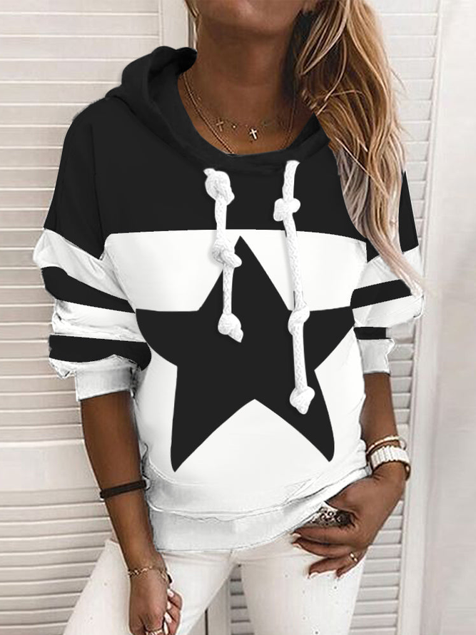 Hoodie Color Block Loose Casual Sweatshirt