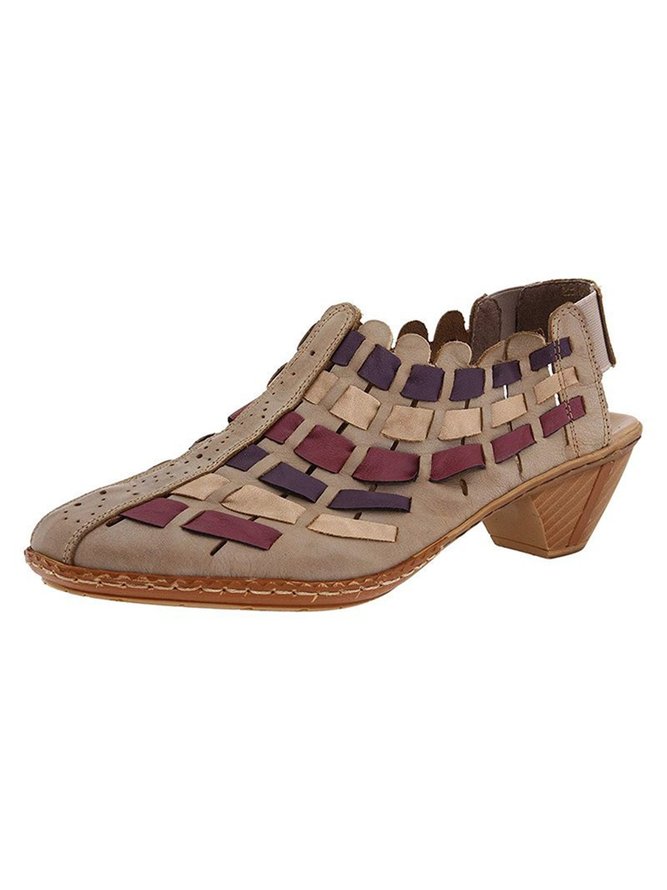 Vintage Weave Inlay Block Heels