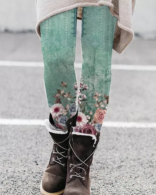 Casual Floral Tight Leggings