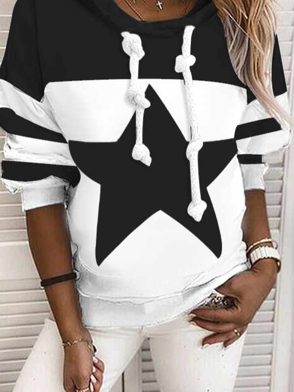 Hoodie Color Block Loose Casual Sweatshirt