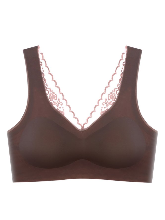 Sexy Deep V Lace Wireless Bra Plus Size