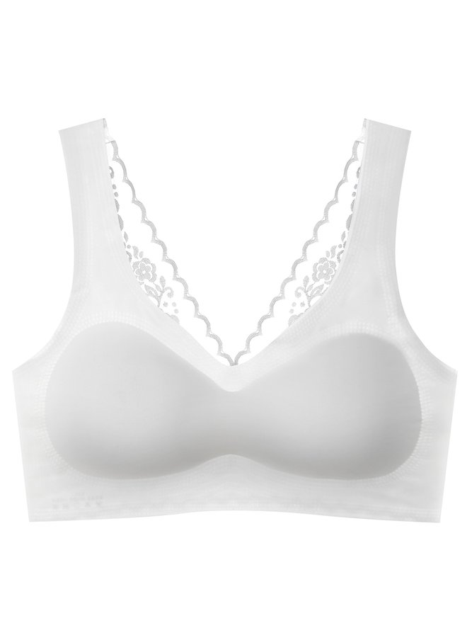 Sexy Deep V Lace Wireless Bra Plus Size