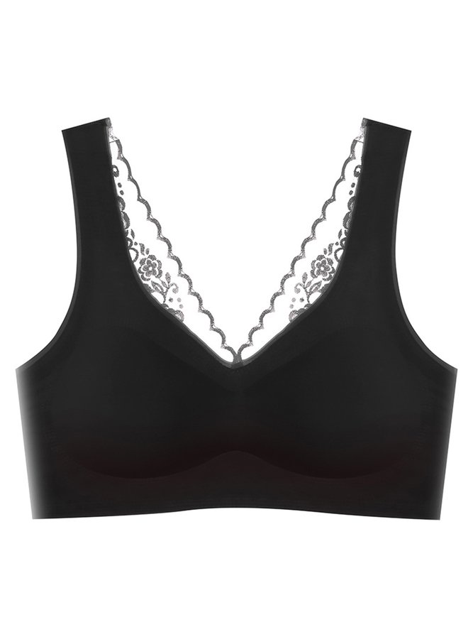 Sexy Deep V Lace Wireless Bra Plus Size