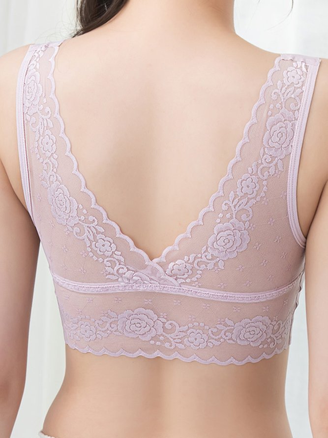 Sexy Deep V Lace Wireless Bra Plus Size