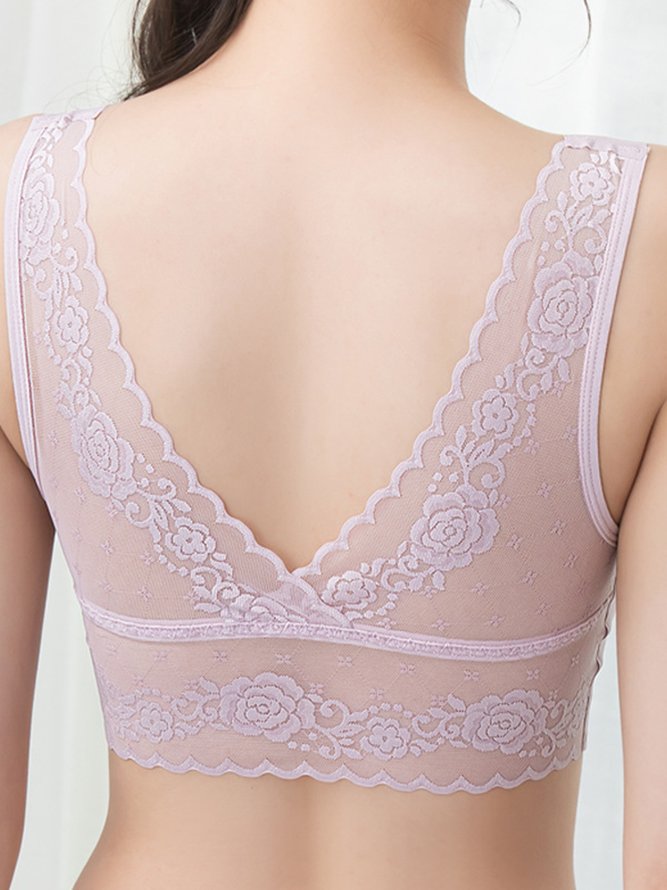 Sexy Deep V Lace Wireless Bra Plus Size