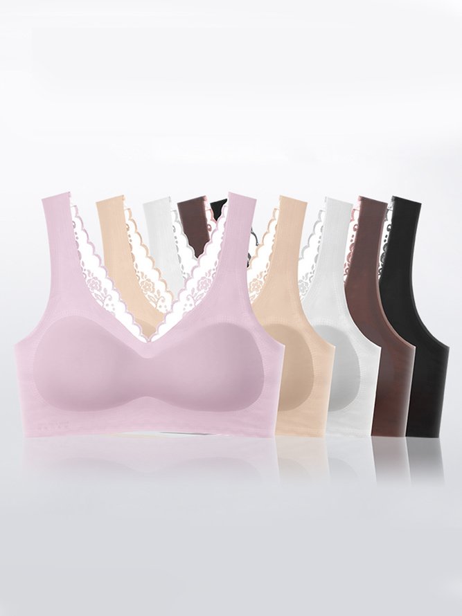 Sexy Deep V Lace Wireless Bra Plus Size