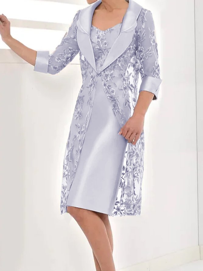 Mother of the groom/bride Dresses Organza V Neck Embroidery Two-Piece Set Formal Dress with Cardigan