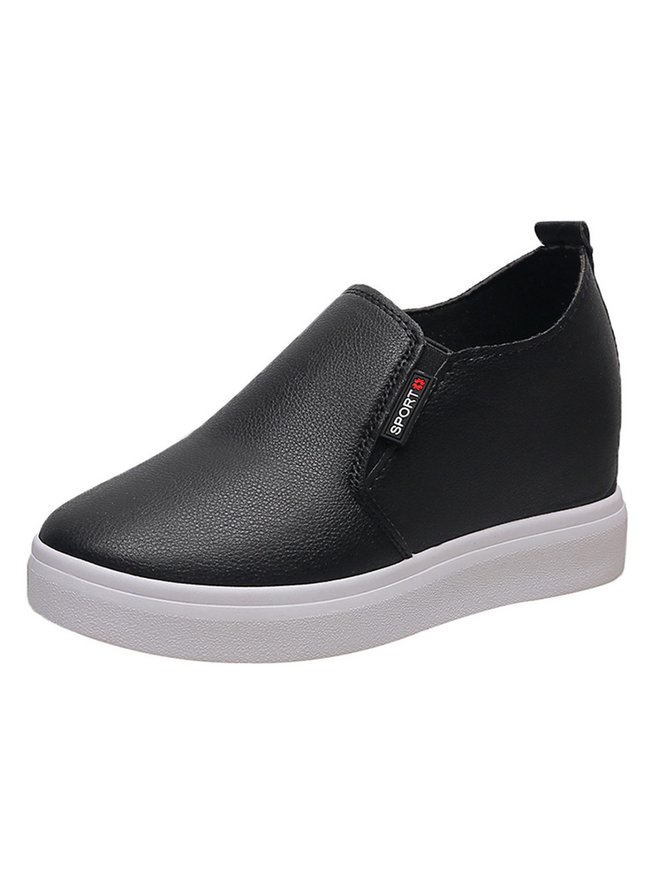 Letter Patched Slip On Wedge Shoes