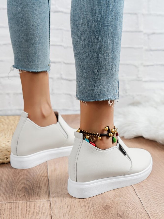 Letter Patched Slip On Wedge Shoes
