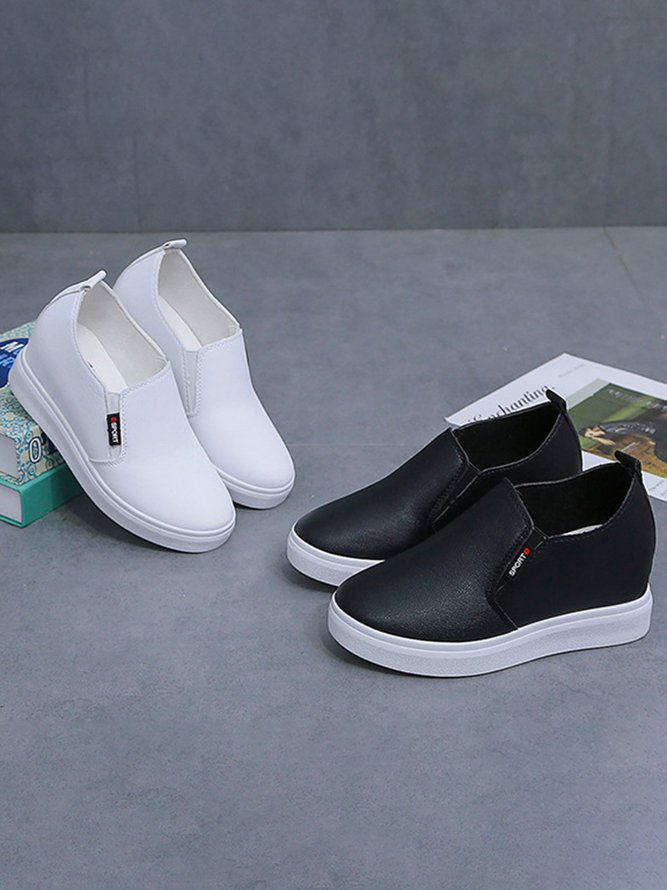 Letter Patched Slip On Wedge Shoes