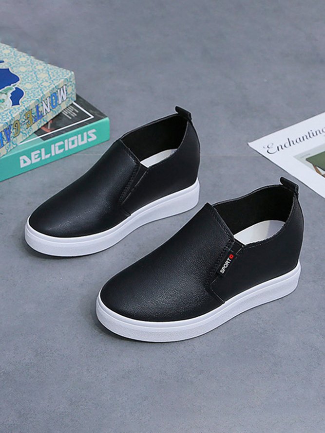 Letter Patched Slip On Wedge Shoes