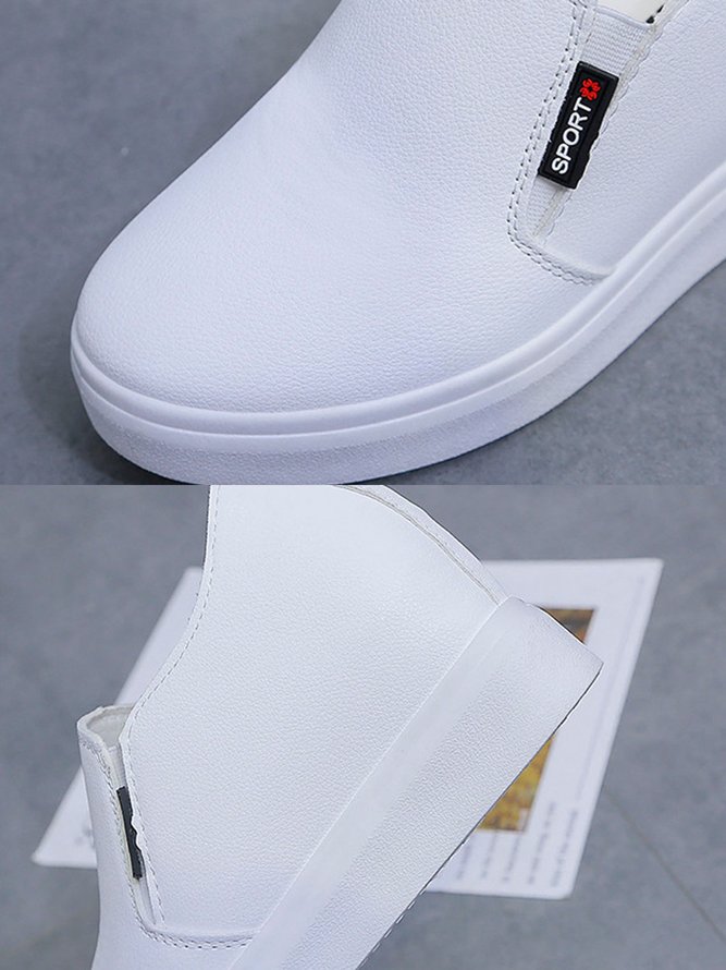 Letter Patched Slip On Wedge Shoes
