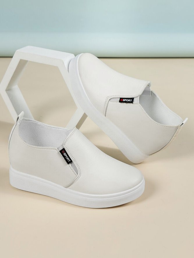 Letter Patched Slip On Wedge Shoes