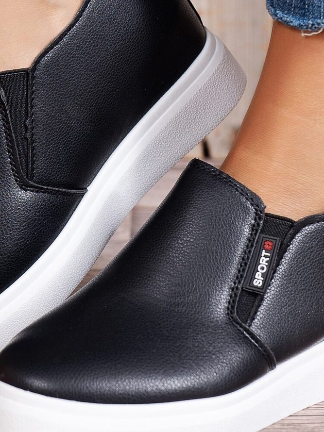Letter Patched Slip On Wedge Shoes