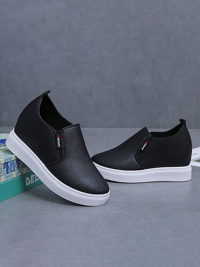 Letter Patched Slip On Wedge Shoes