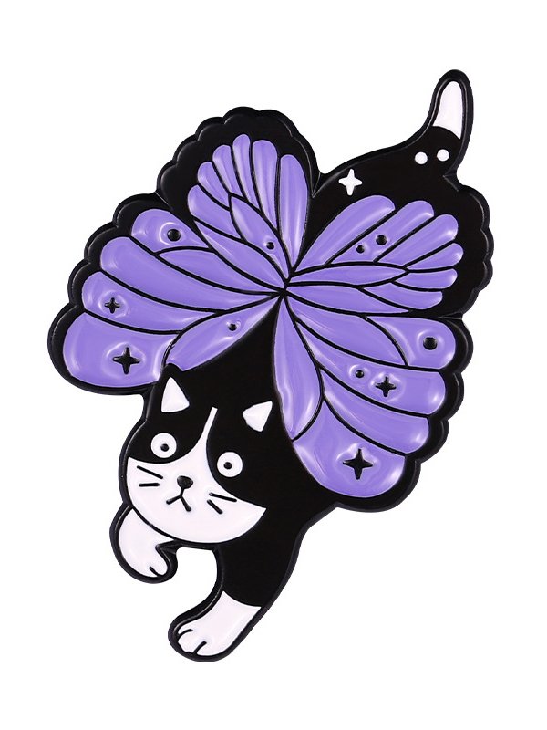 Casual Purple Cat Butterfly Pattern Brooch Silk Scarf Buckle Daily Commuting Jewelry