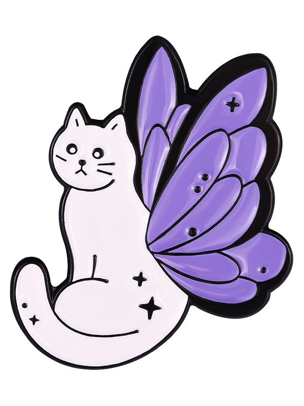 Casual Purple Cat Butterfly Pattern Brooch Silk Scarf Buckle Daily Commuting Jewelry
