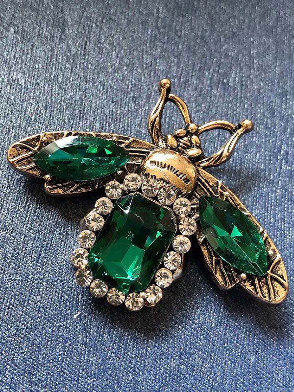 Casual 3D Big Gemstone Bee Insect Brooch Silk Scarf Buckle Banquet Party Daily Commuting Matching Jewelry