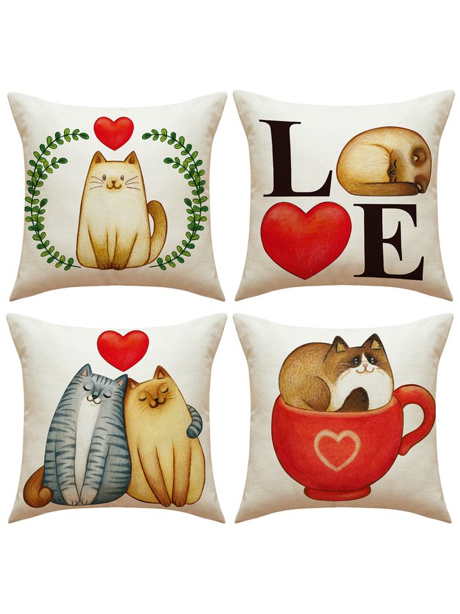 Love Cat Valentine's Day Home Living Room Bedroom Pillowcase