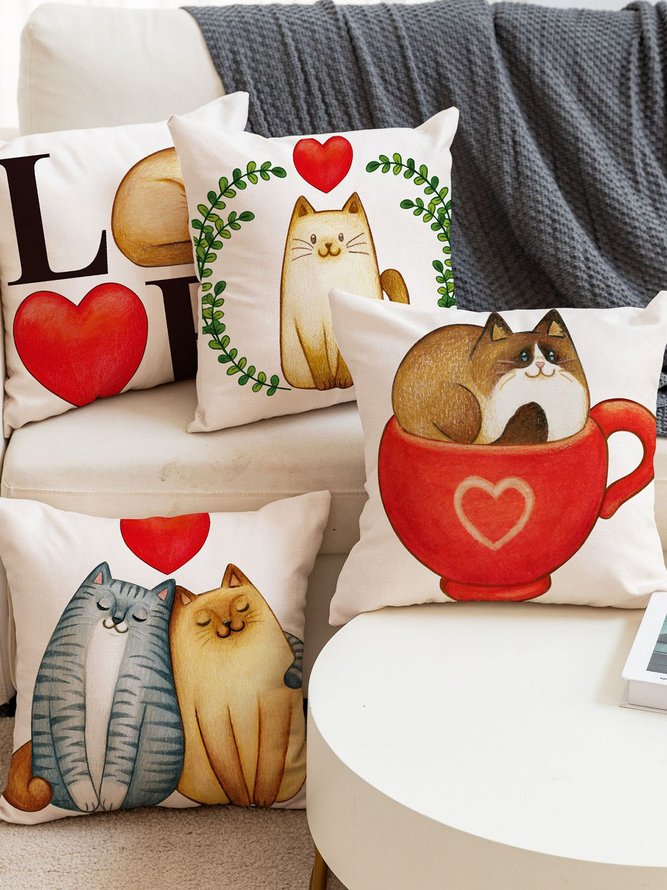 Love Cat Valentine's Day Home Living Room Bedroom Pillowcase