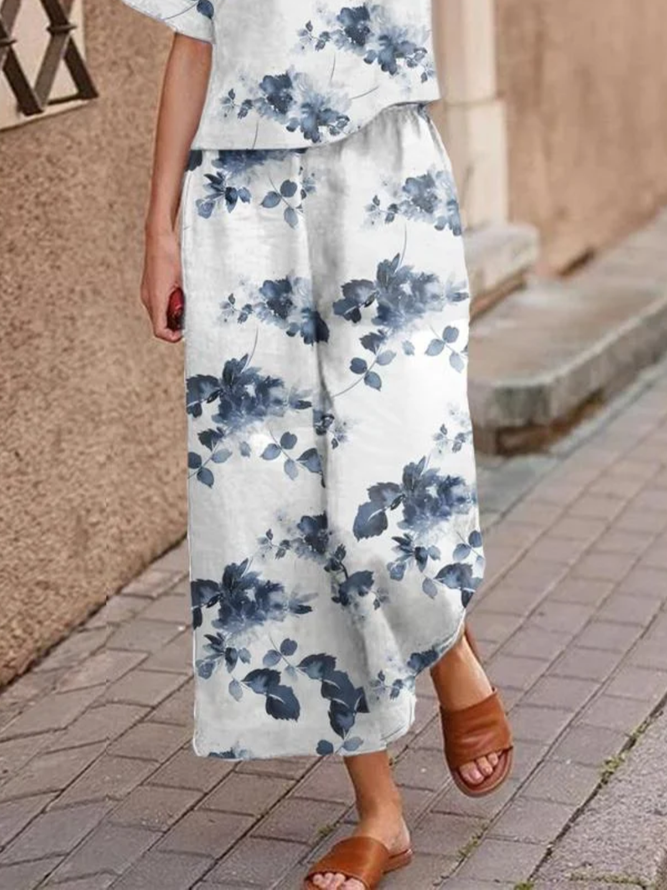 Regular Fit Crew Neck Casual Two-Piece Set