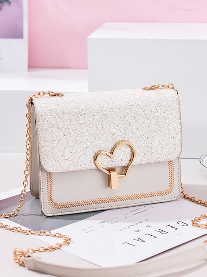 Valentine's Day Glitter Sequins Love Button Shoulder Bag