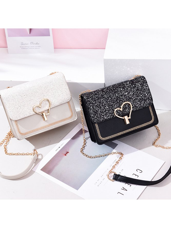Valentine's Day Glitter Sequins Love Button Shoulder Bag