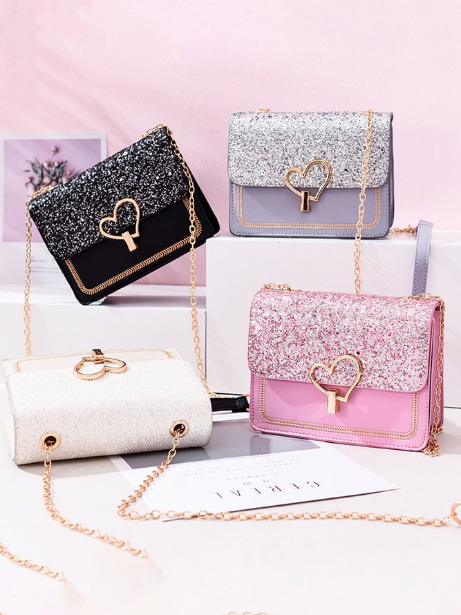 Valentine's Day Glitter Sequins Love Button Shoulder Bag