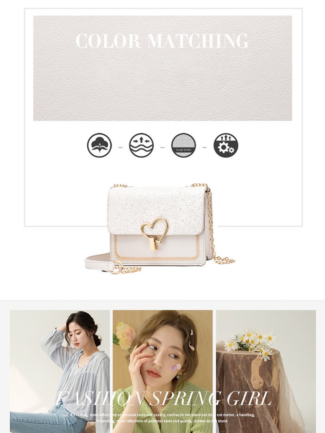 Valentine's Day Glitter Sequins Love Button Shoulder Bag