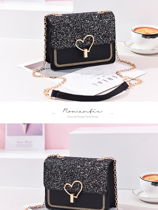 Valentine's Day Glitter Sequins Love Button Shoulder Bag