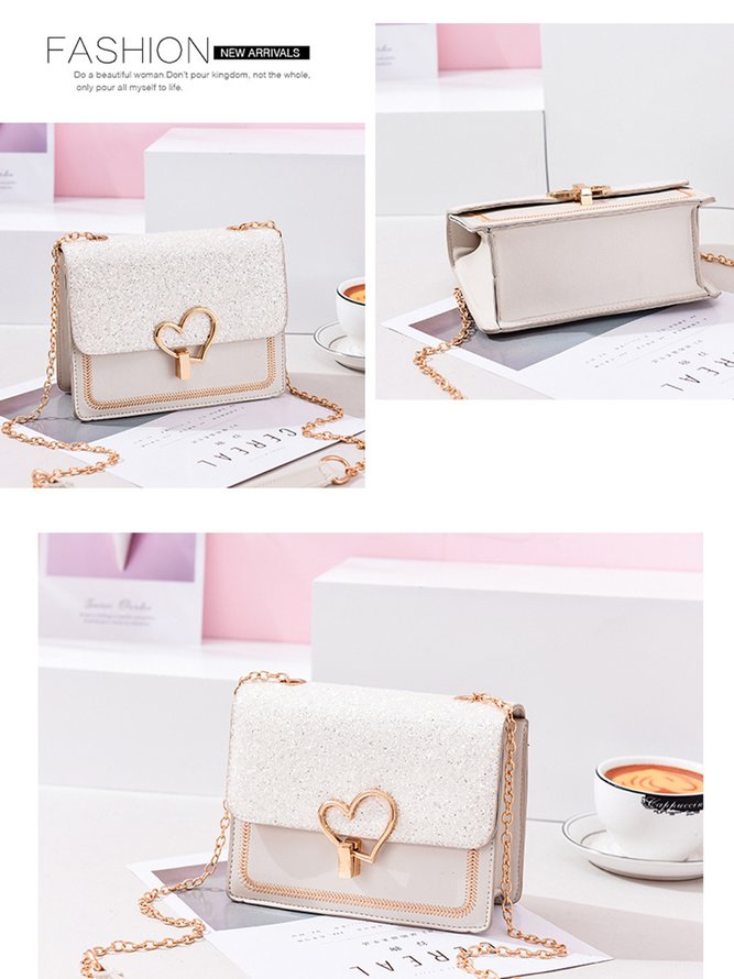 Valentine's Day Glitter Sequins Love Button Shoulder Bag