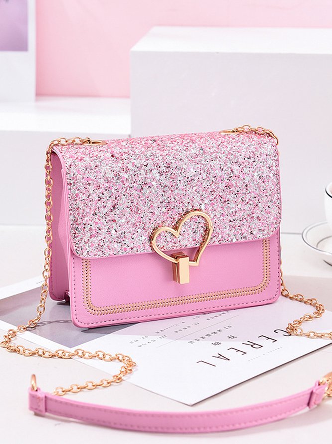 Valentine's Day Glitter Sequins Love Button Shoulder Bag