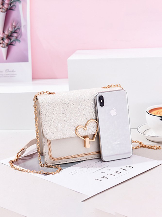 Valentine's Day Glitter Sequins Love Button Shoulder Bag
