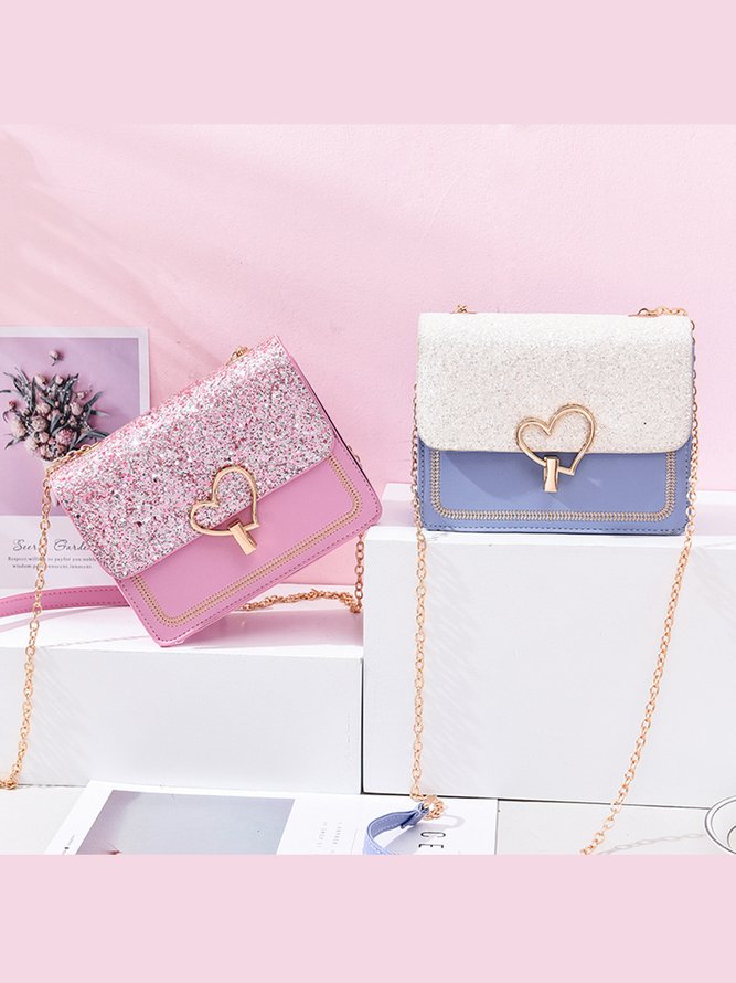 Valentine's Day Glitter Sequins Love Button Shoulder Bag