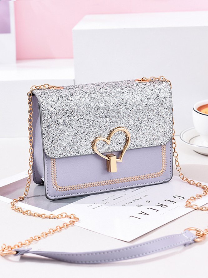 Valentine's Day Glitter Sequins Love Button Shoulder Bag