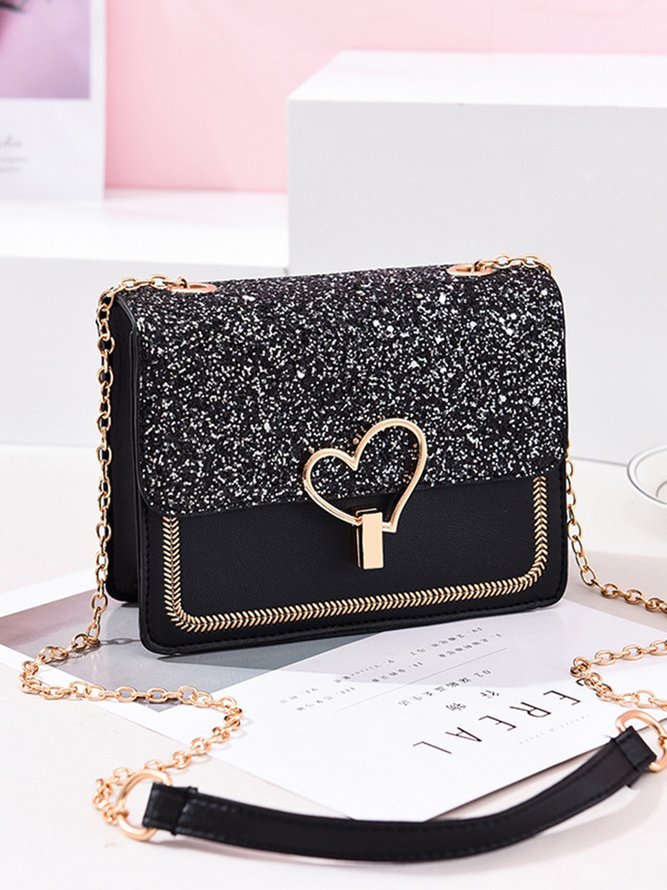 Valentine's Day Glitter Sequins Love Button Shoulder Bag