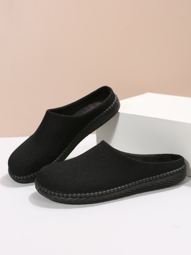 Plus Size Plain Color Mesh Fabric Flat Clog Shoes