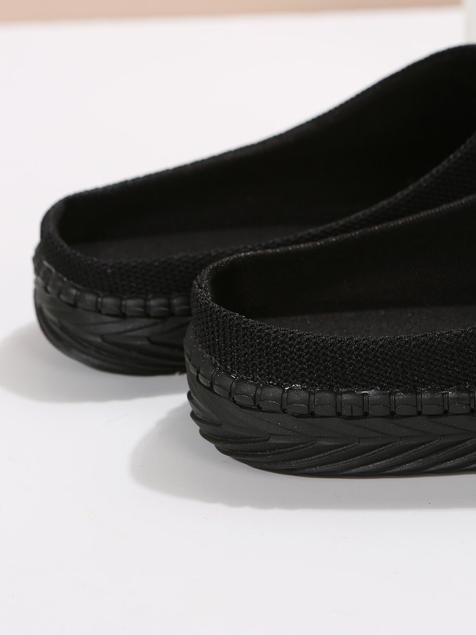 Plus Size Plain Color Mesh Fabric Flat Clog Shoes