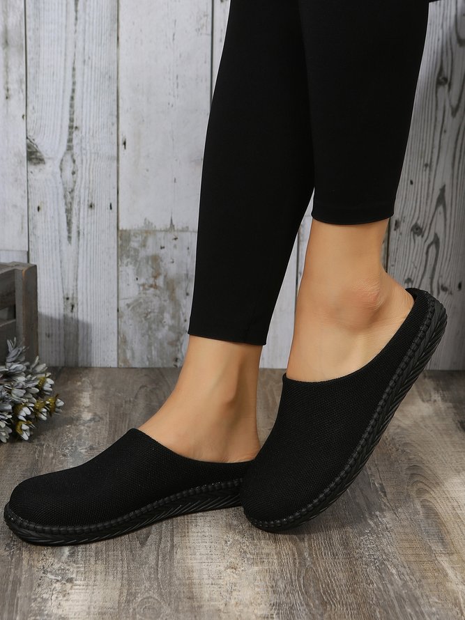 Plus Size Plain Color Mesh Fabric Flat Clog Shoes