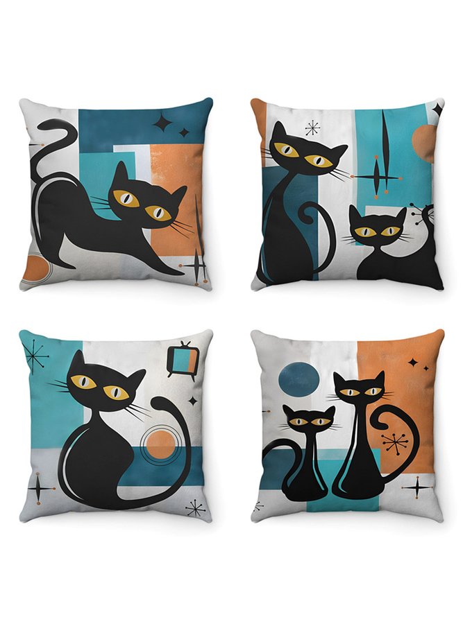 Super Soft Short Plush Cat Throw Pillowcase