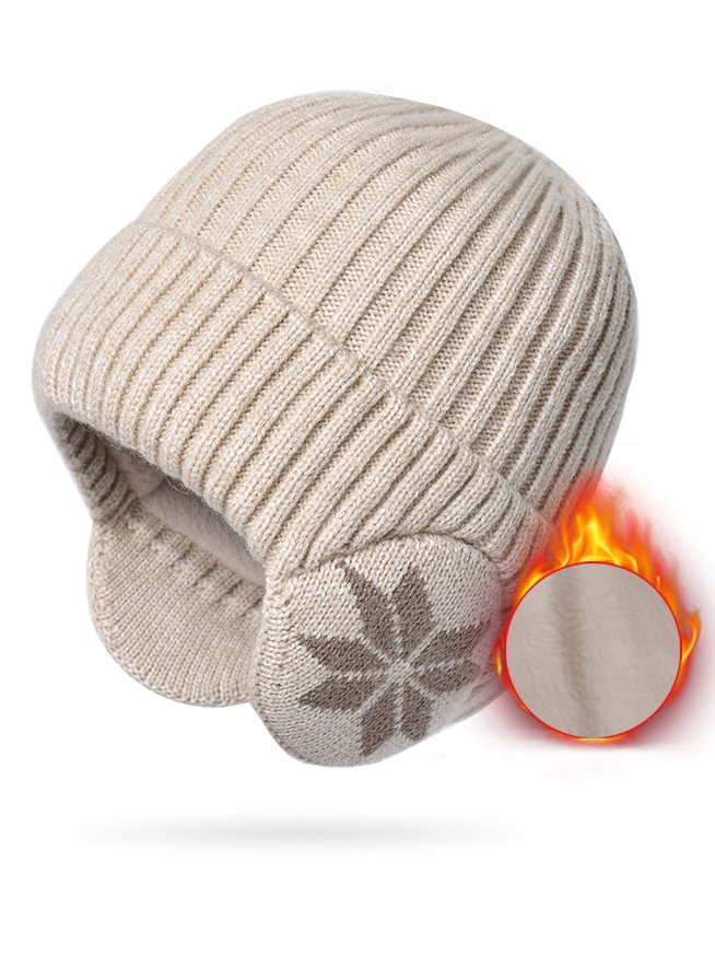 Casual Wool Snowflake Pattern Velvet Beanie Daily Commuting Home Outdoor Sports Accessories