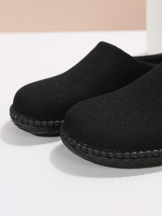 Plus Size Plain Color Mesh Fabric Flat Clog Shoes