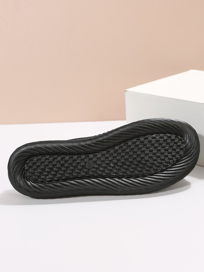 Plus Size Plain Color Mesh Fabric Flat Clog Shoes