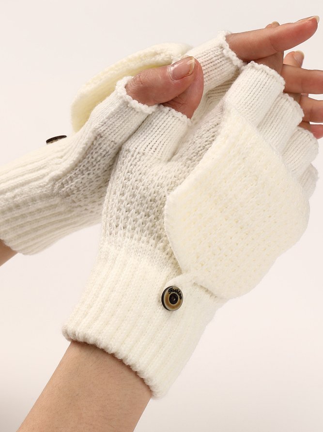 Casual Solid Color Flip-Up Five-finger Gloves Daily Commuting Home Accessories