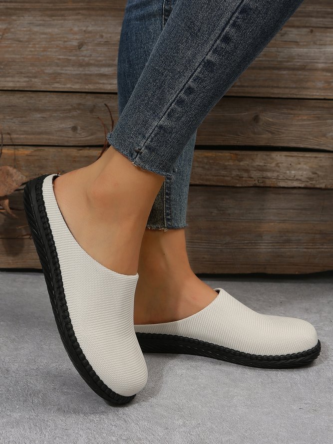 Plus Size Plain Color Mesh Fabric Flat Clog Shoes