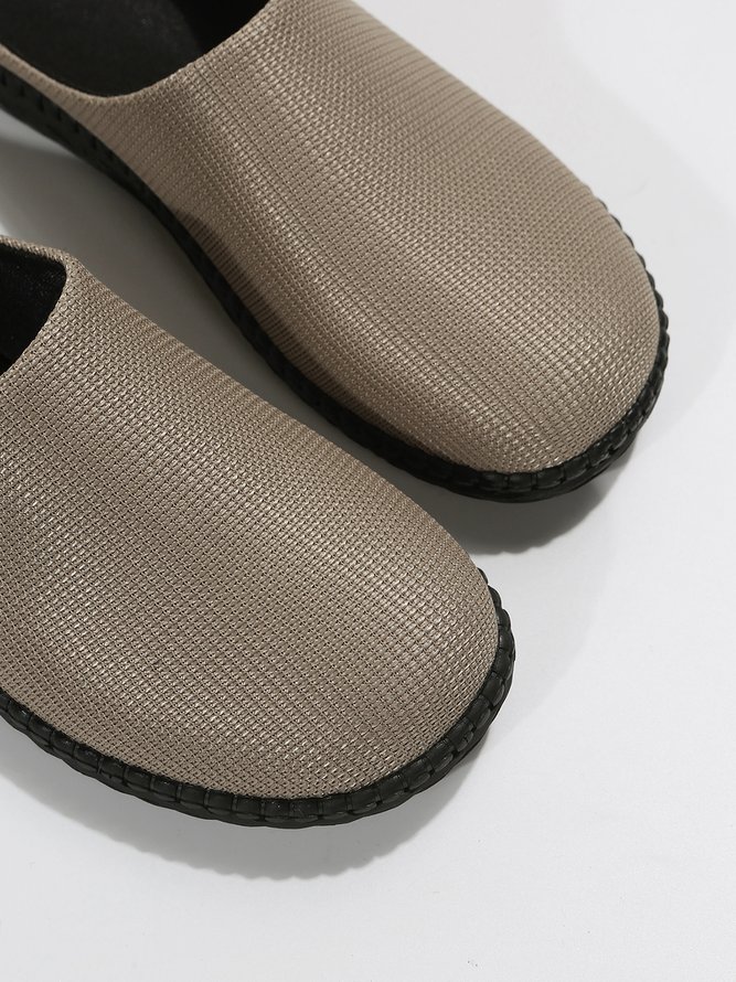 Plus Size Plain Color Mesh Fabric Flat Clog Shoes