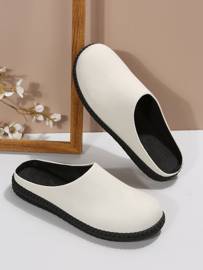 Plus Size Plain Color Mesh Fabric Flat Clog Shoes