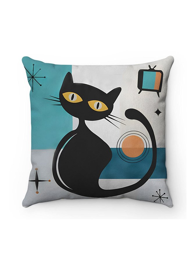 Super Soft Short Plush Cat Throw Pillowcase